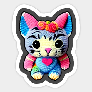 Amigurumi Kitty Cat Stuffed Yarn Crochet Toy Sticker